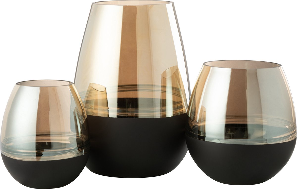 J-Line Windlicht/Vaas | Goud/Zwart
