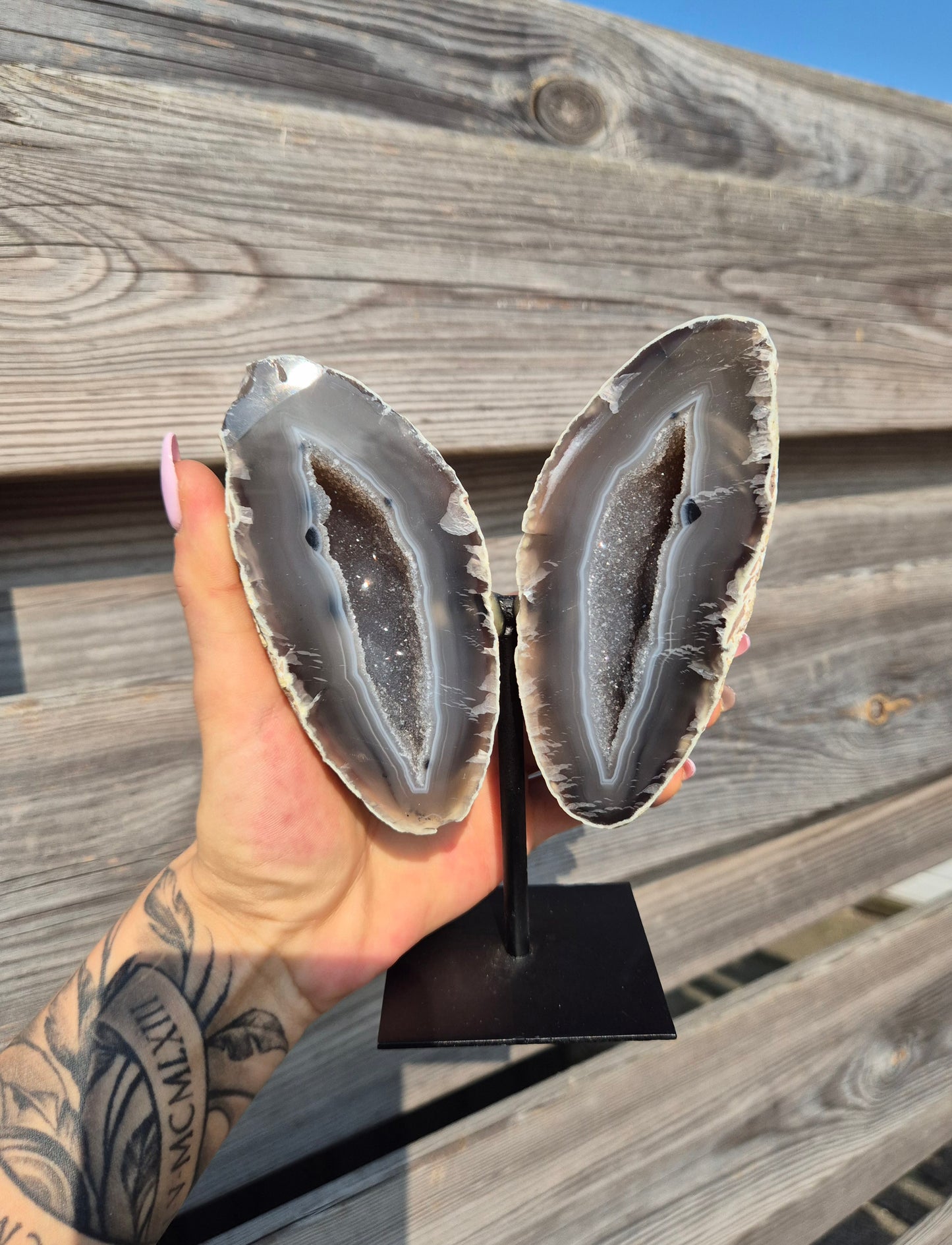Agaat Vlinder op standaard | 907 gram
