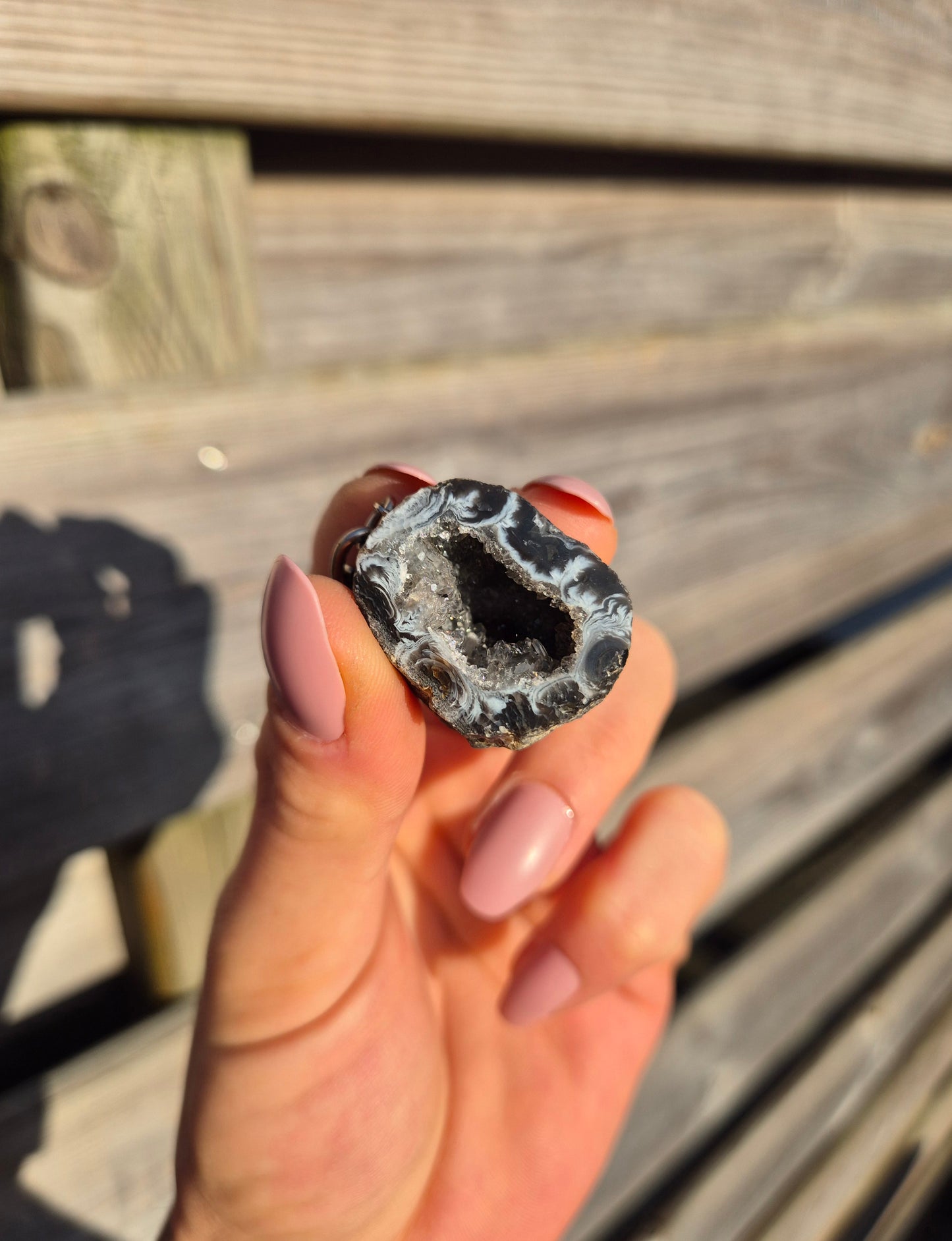 Agaat Geode Sleutelhanger