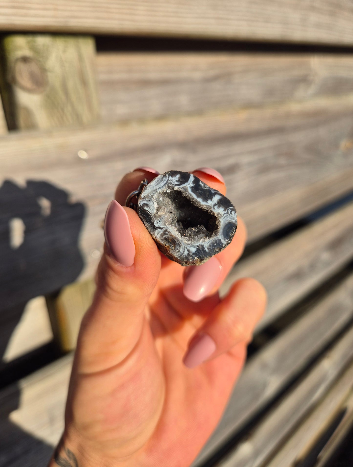 Agaat Geode Sleutelhanger