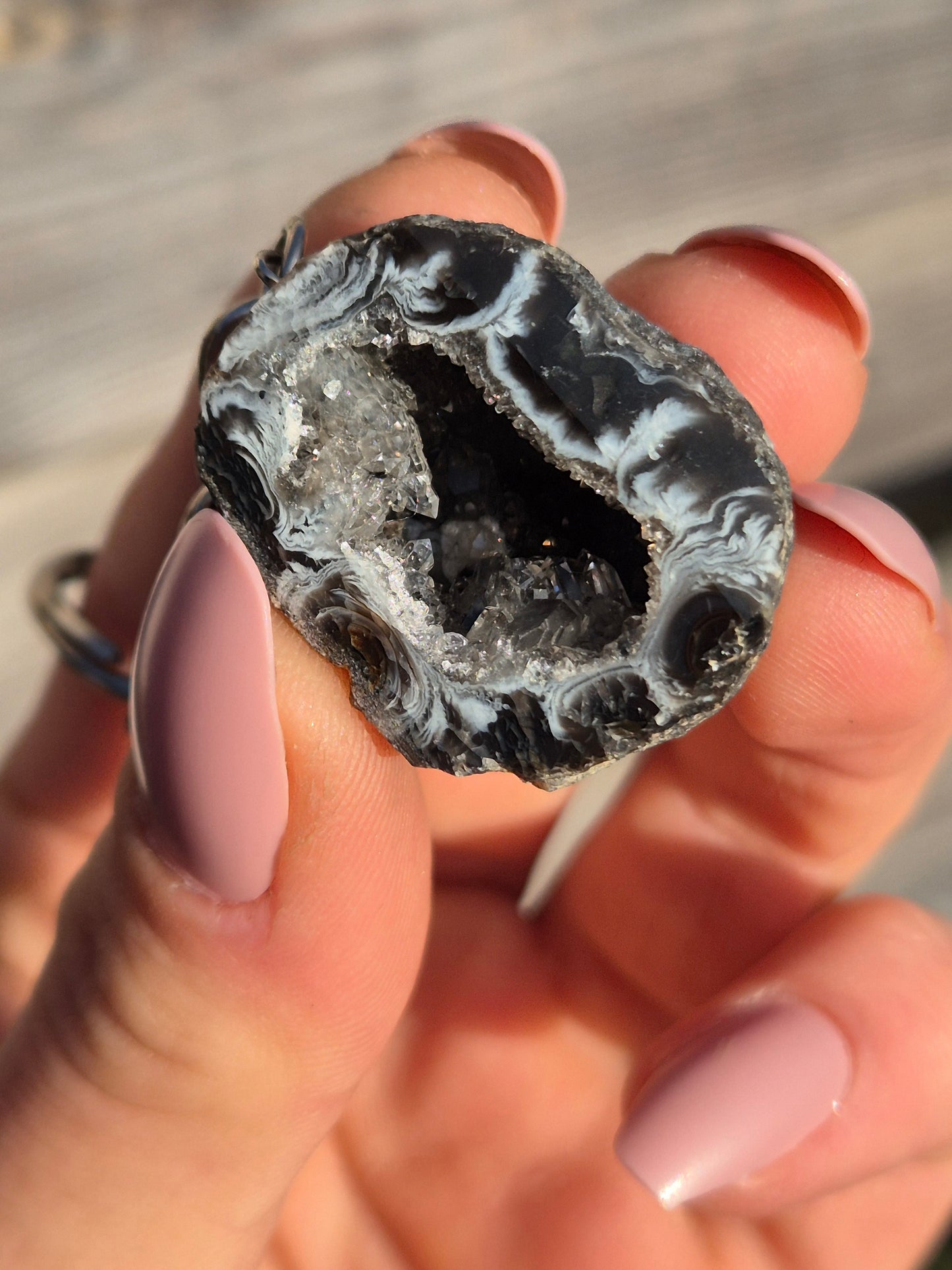 Agaat Geode Sleutelhanger