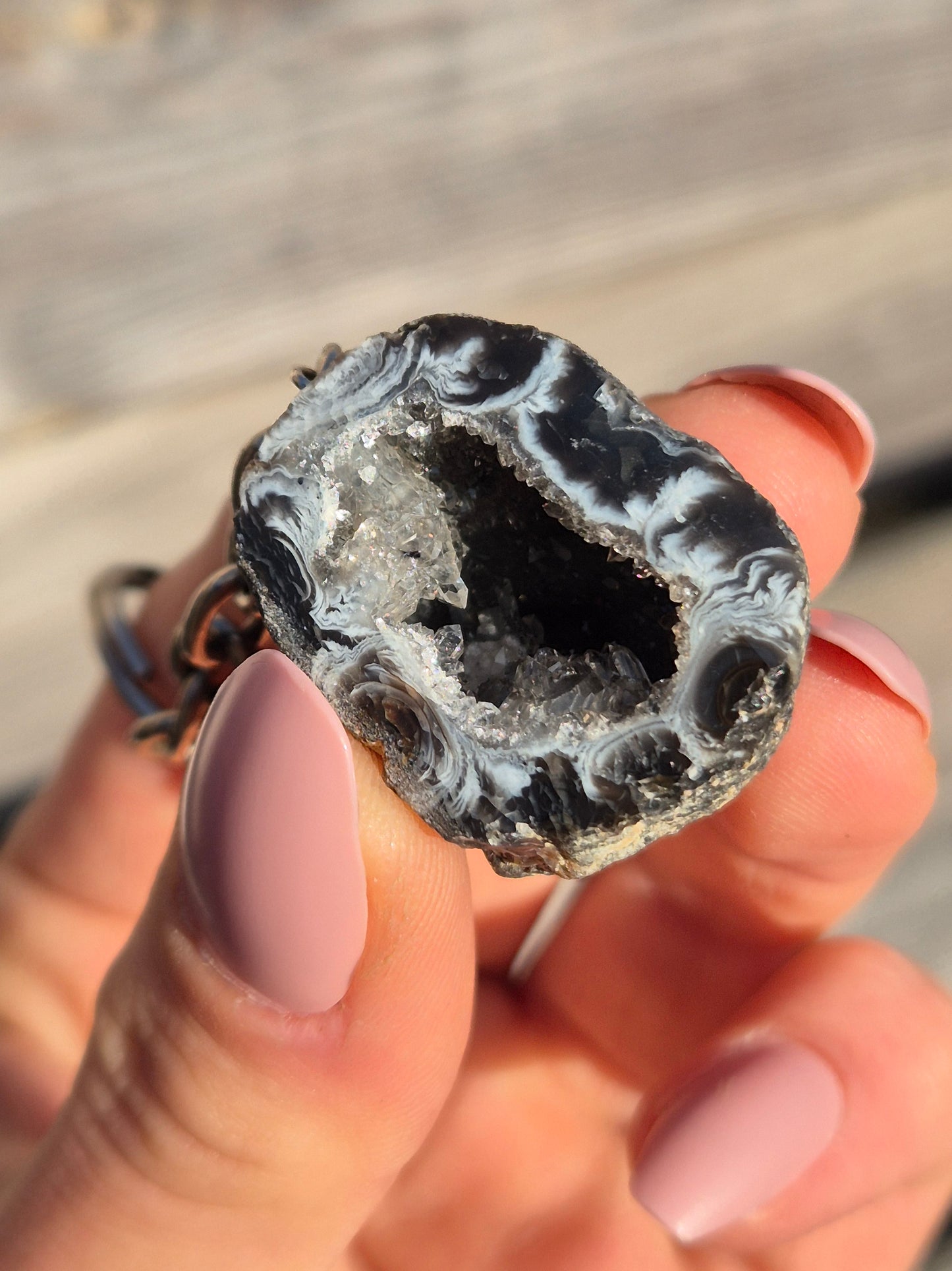 Agaat Geode Sleutelhanger