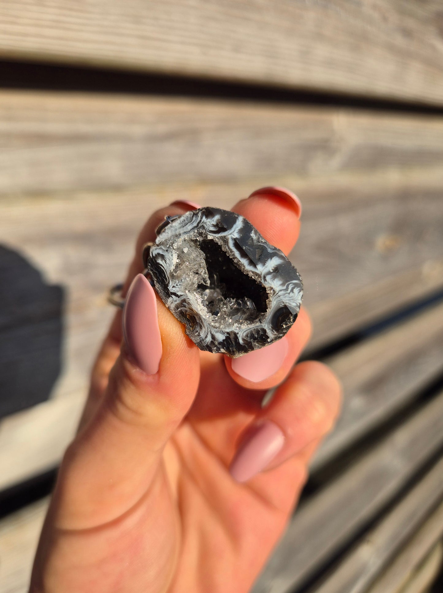 Agaat Geode Sleutelhanger