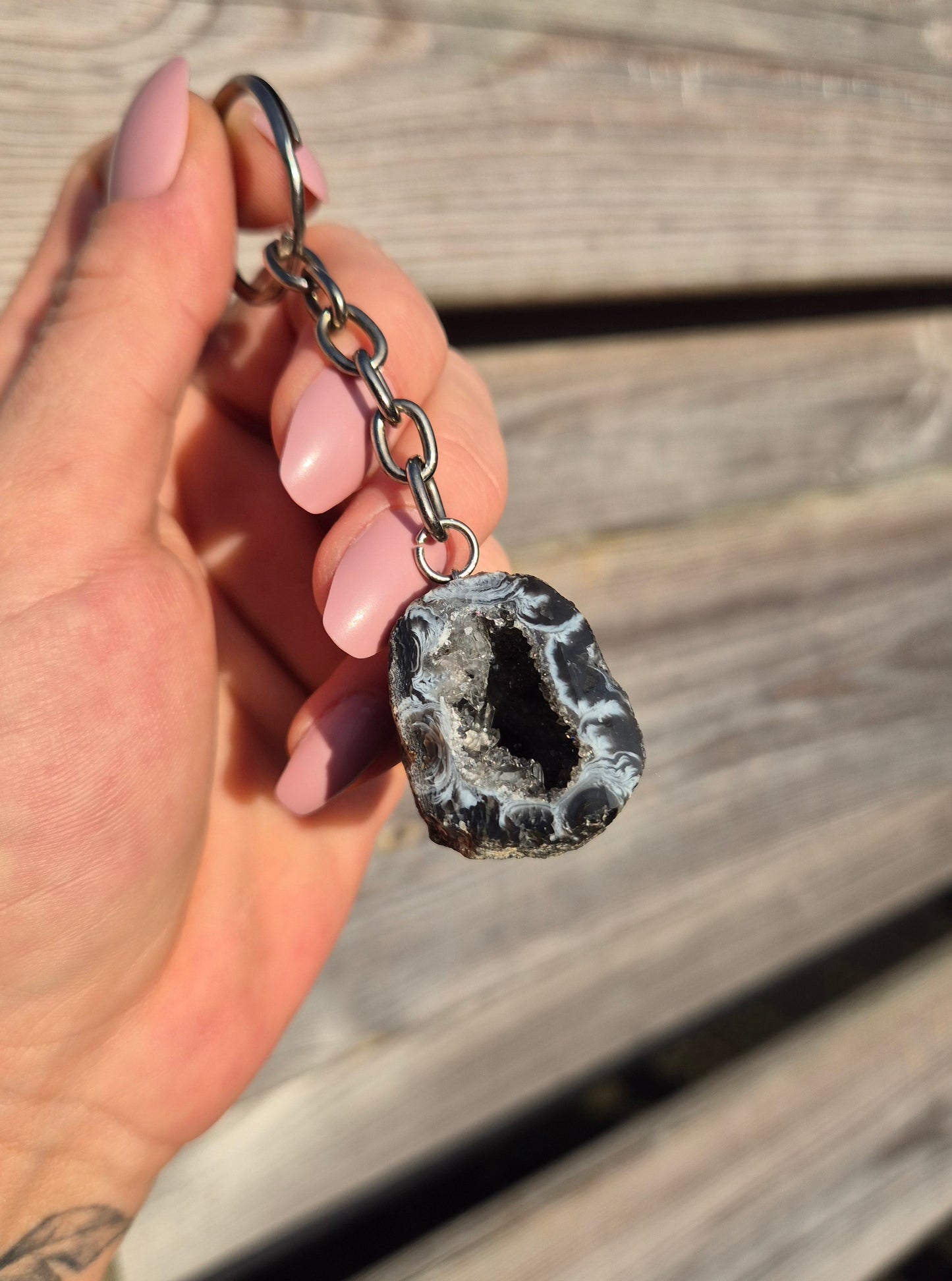 Agaat Geode Sleutelhanger