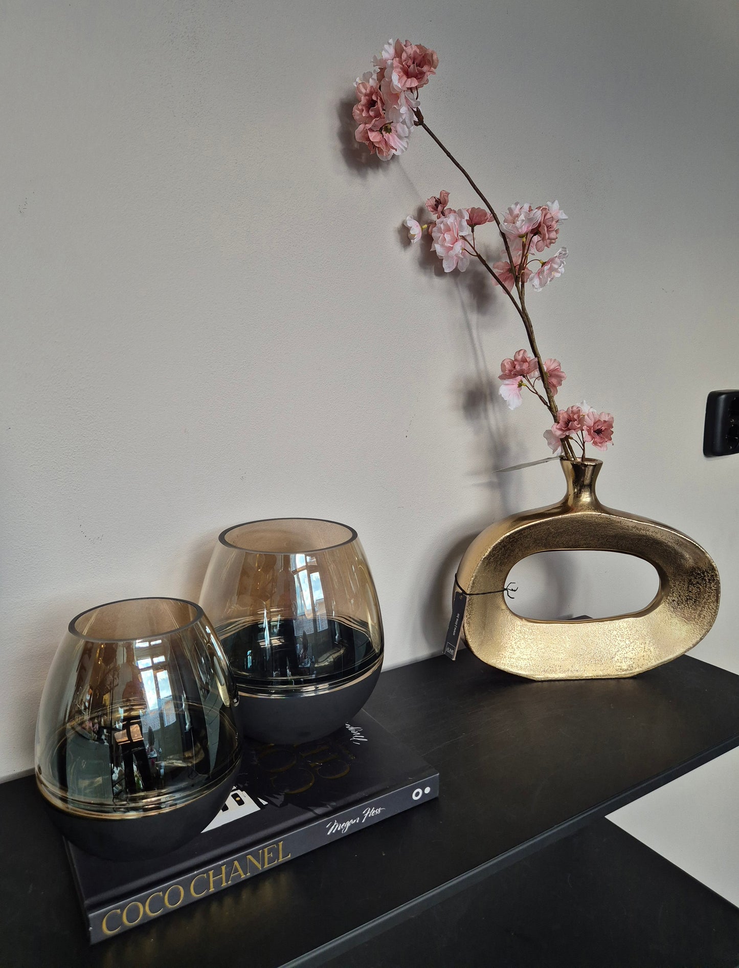 J-Line Windlicht/Vaas | Goud/Zwart