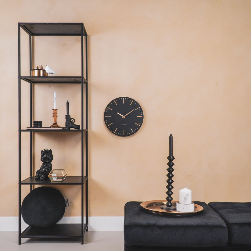 Wandklok | Moderne Streep | Zwart/Goud | 35,5x4x35,5cm