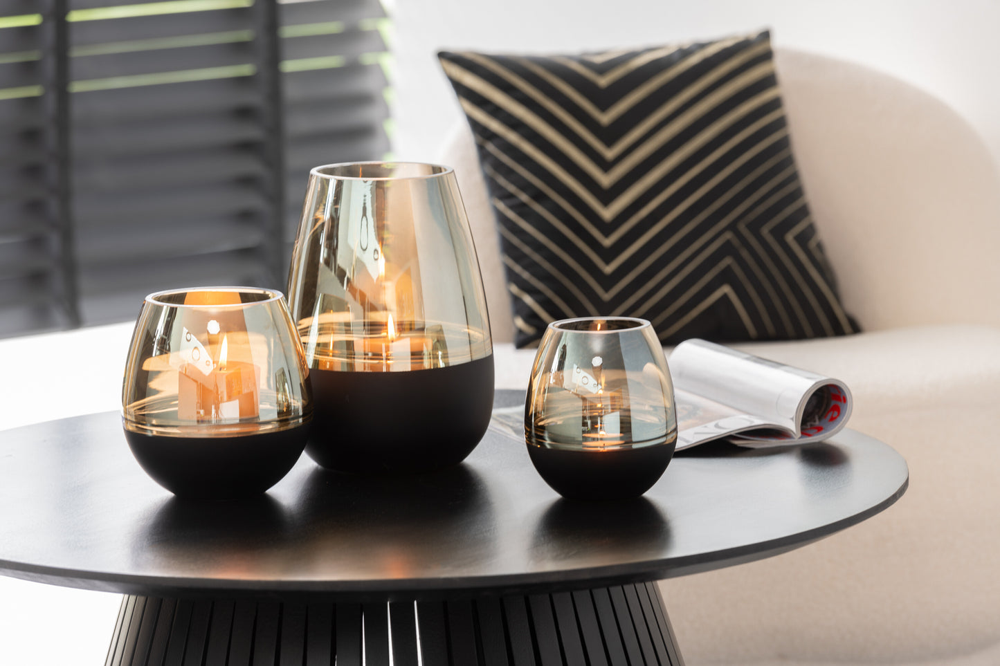 J-Line Windlicht/Vaas | Goud/Zwart