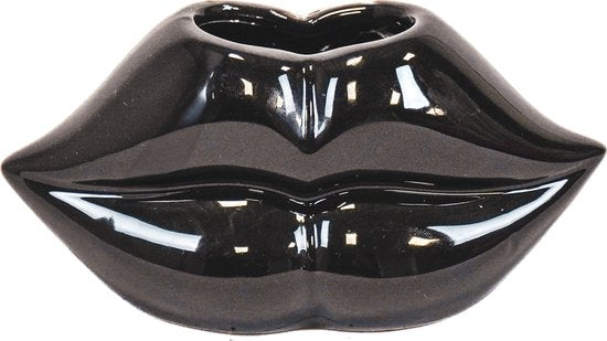 Lip Vaasje | Zwart | Housevitamin | 15,5x6,5x7,5cm