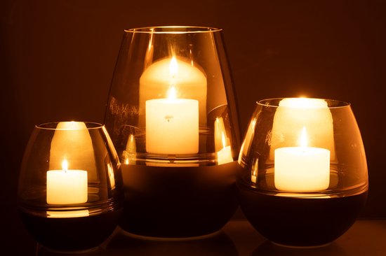 J-Line Windlicht/Vaas | Goud/Zwart