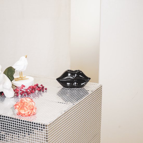 Lip Vaasje | Zwart | Housevitamin | 15,5x6,5x7,5cm