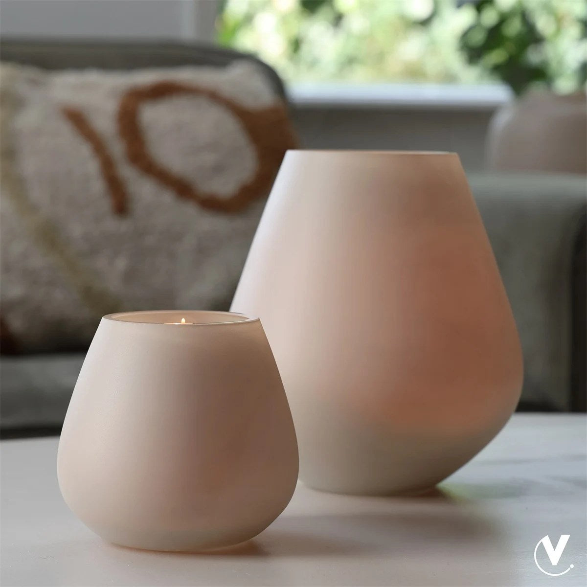 Tasman Windlicht XS Matte Ivory | Vase The World | Licht taupe | Ø12.5 × H11.5cm