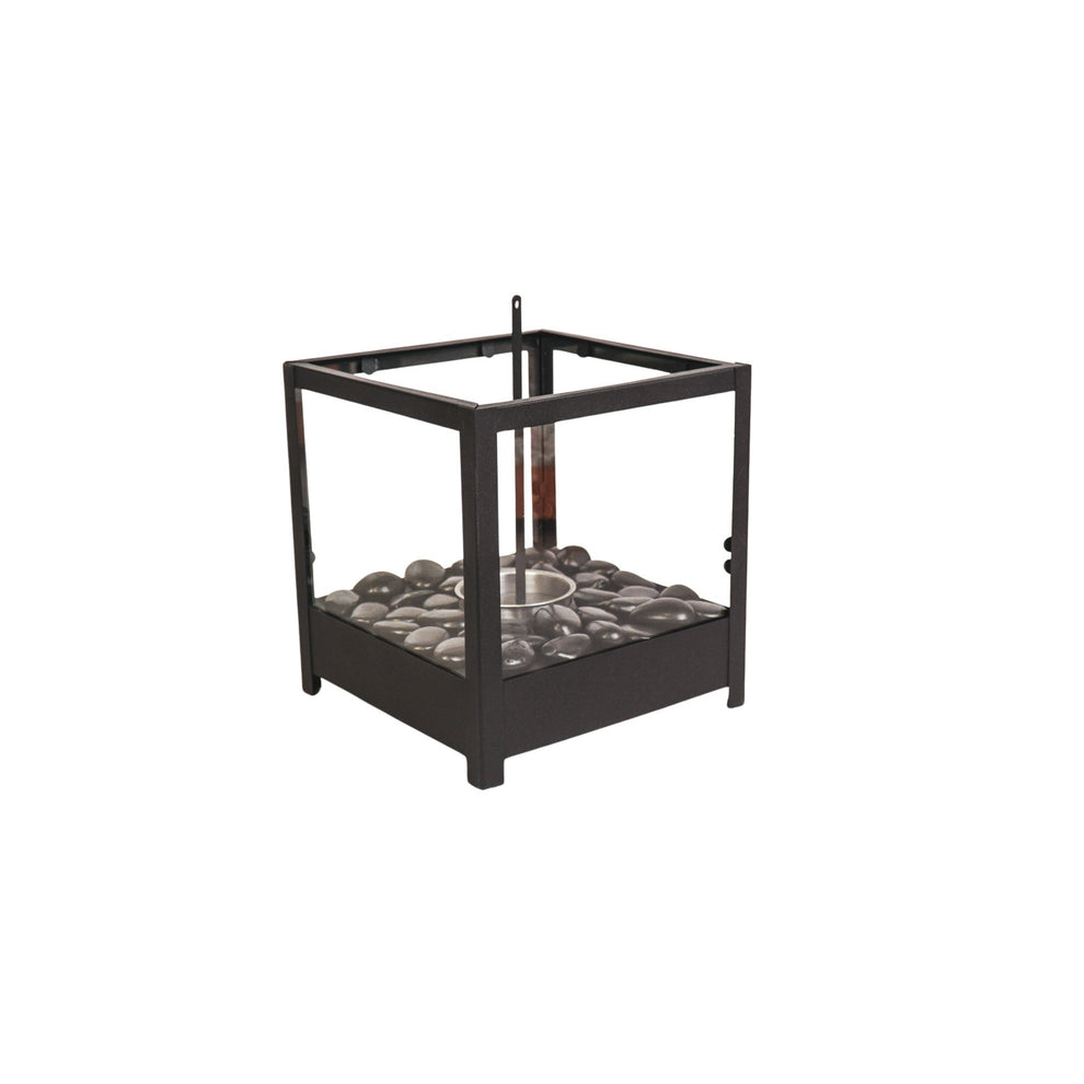 Tafel Haard | Vierkant | Metaal/Glas | Zwart | 20x20x20.5cm