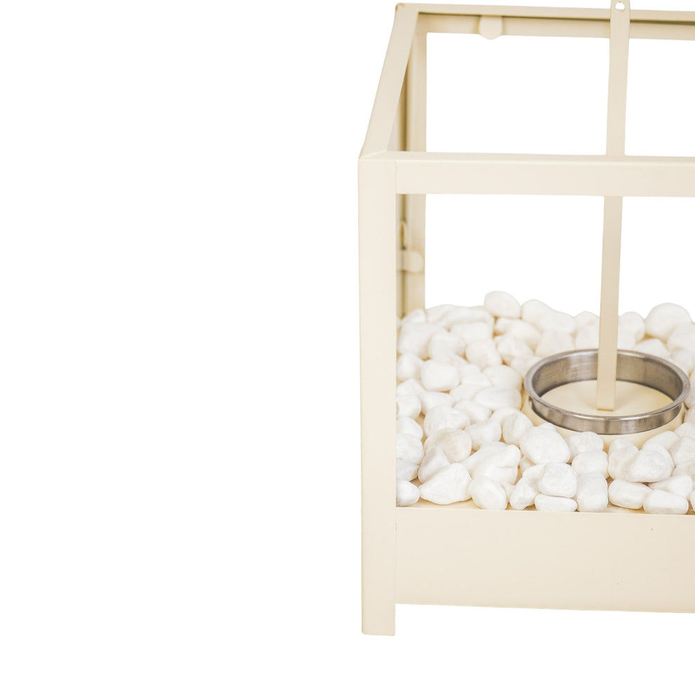 Tafel Haard | Vierkant | Metaal/Glas | Zand | 20x20x20.5cm