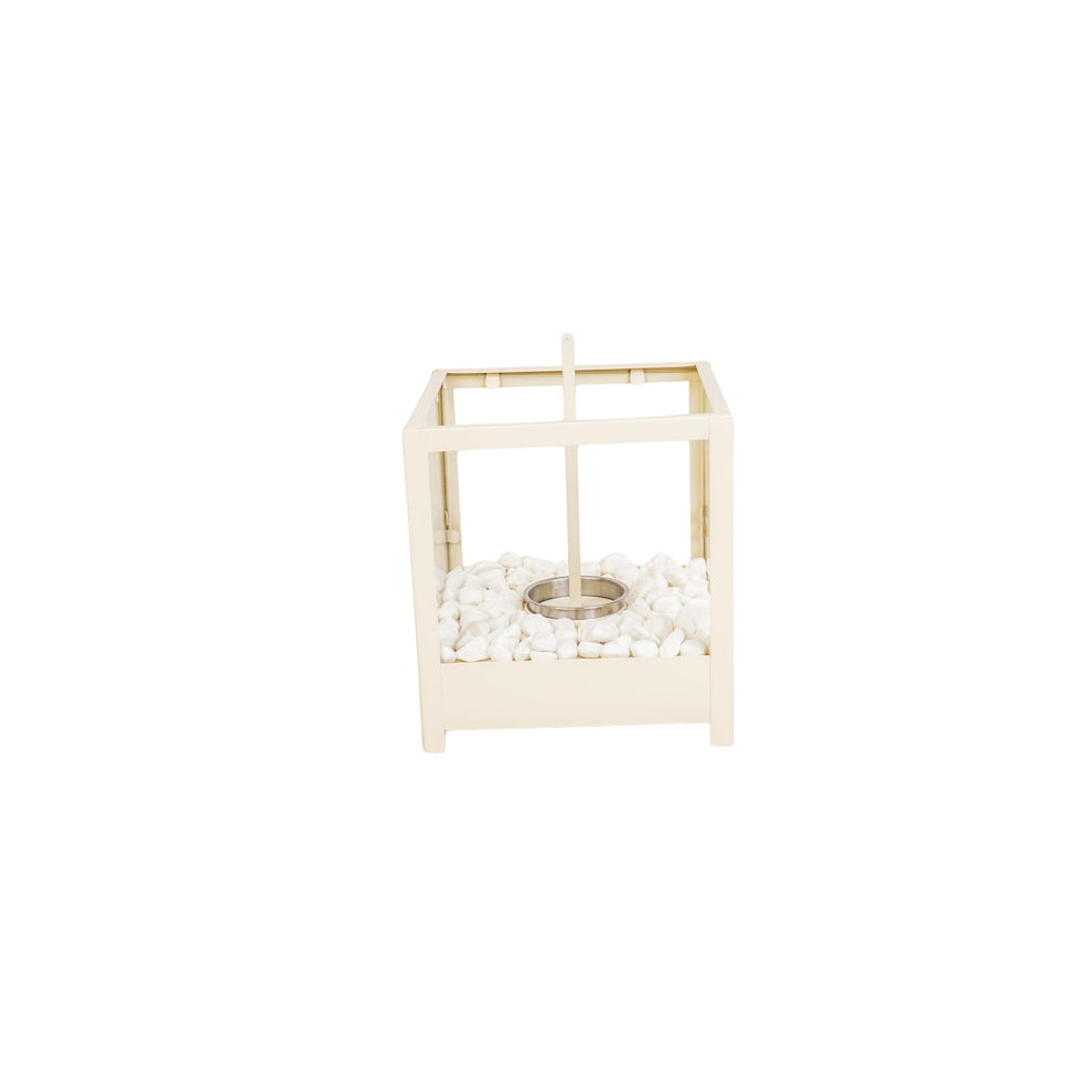 Tafel Haard | Vierkant | Metaal/Glas | Zand | 20x20x20.5cm