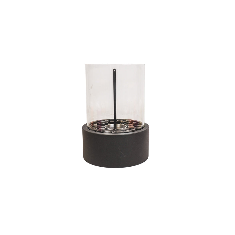 Tafel Haard | Zwart | Rond | Metaal/Glas | 21×21×28cm