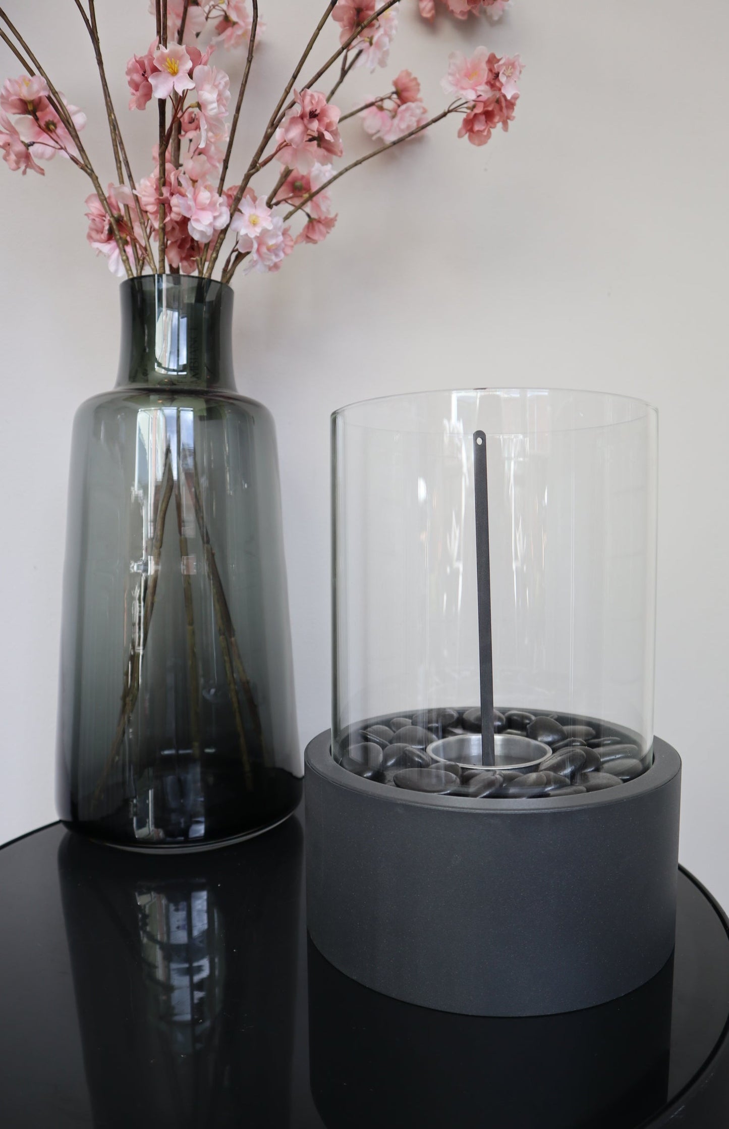 Tafel Haard | Zwart | Rond | Metaal/Glas | 21×21×28cm