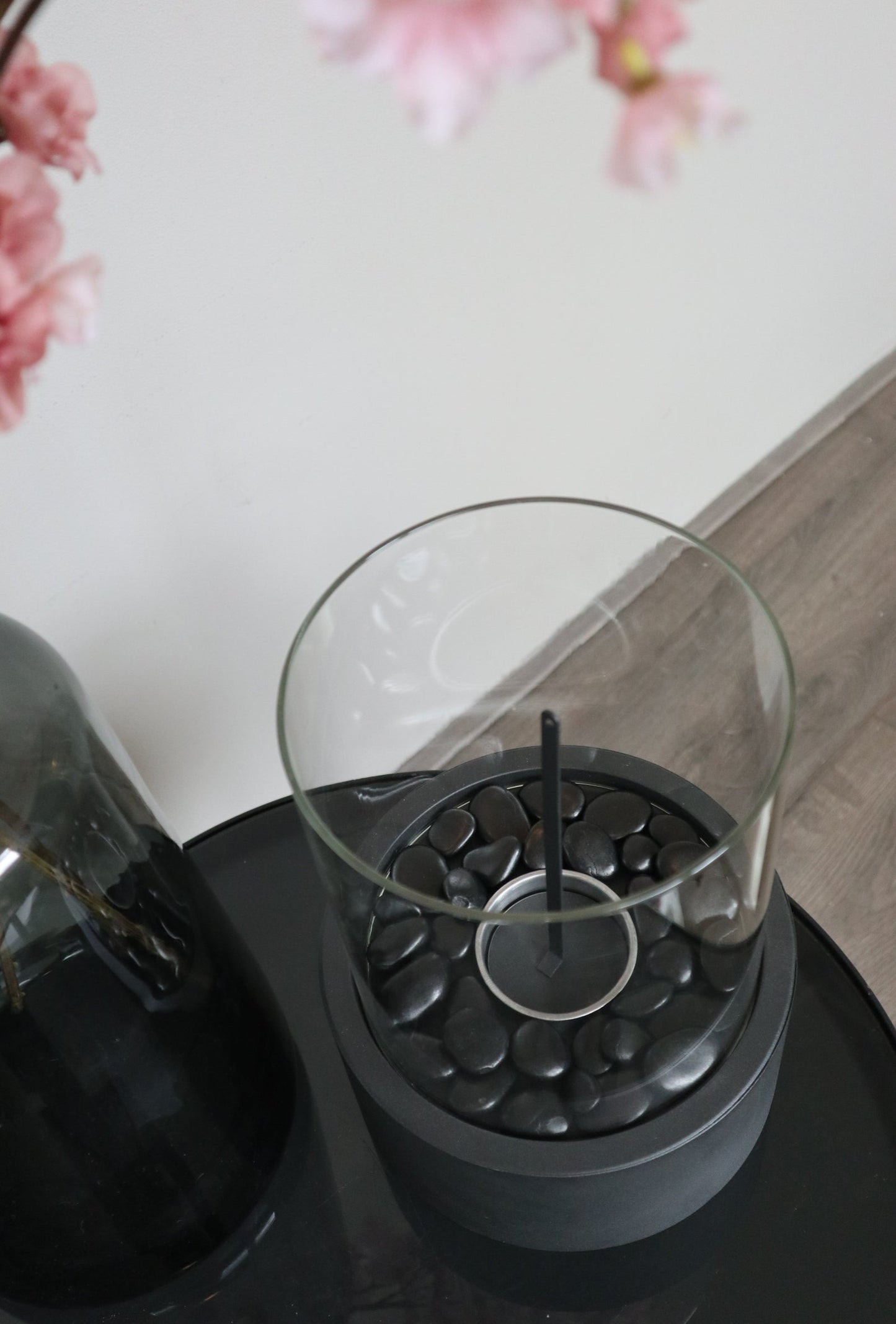 Tafel Haard | Zwart | Rond | Metaal/Glas | 21×21×28cm