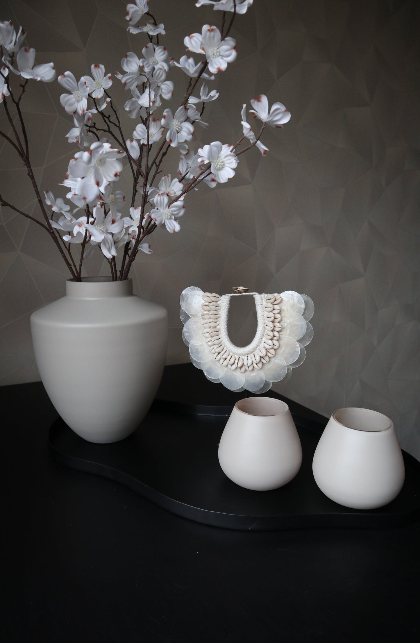 Tasman Windlicht XS Matte Ivory | Vase The World | Licht taupe | Ø12.5 × H11.5cm