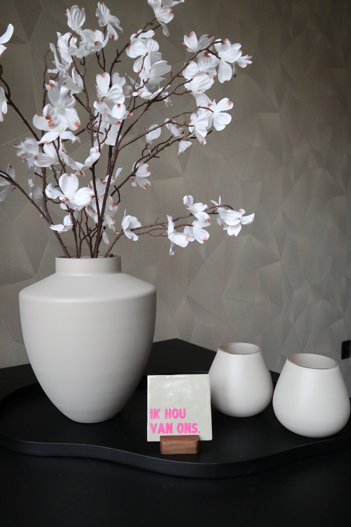 Tasman Windlicht XS Matte Ivory | Vase The World | Licht taupe | Ø12.5 × H11.5cm