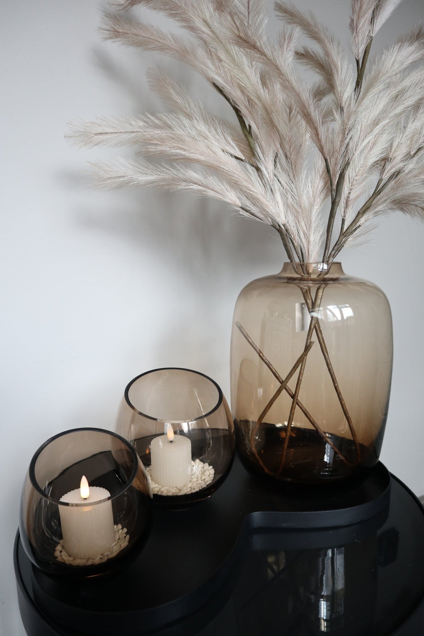 Rookglas Vaas Taupe | Smokey Glas | S | Ø21 × H29 cm