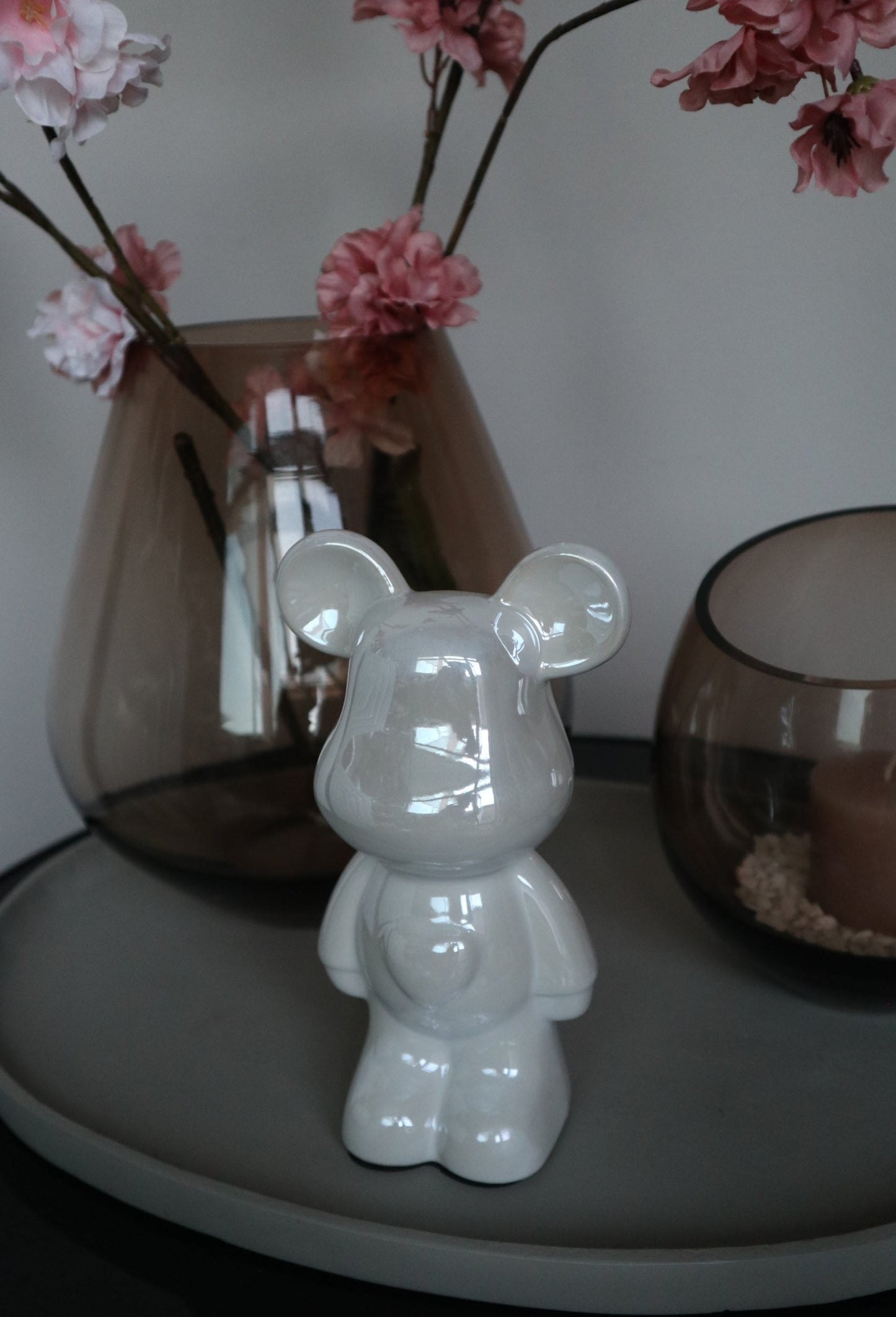 Design Teddy Beer Beeld | Parelmoer Wit | 18 cm | Keramiek