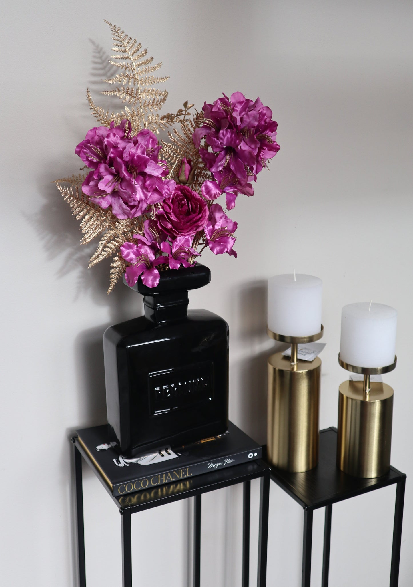 Luxe Parfumfles Vaas Incl. Zijdenbloemen