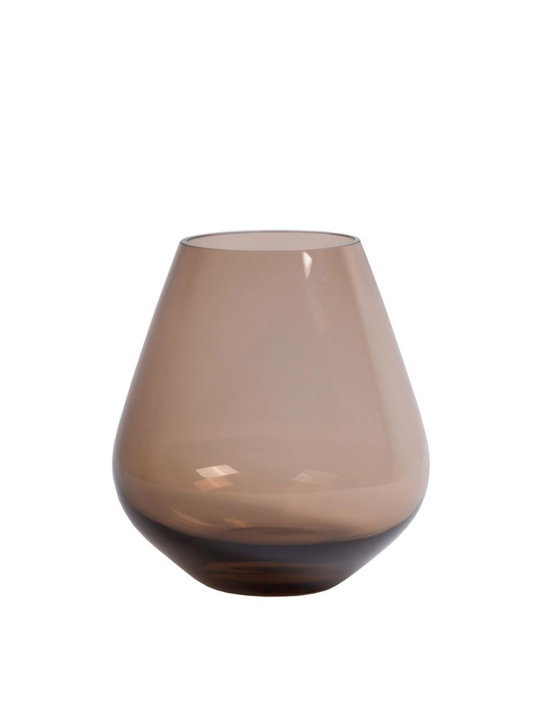 Pear Windlicht/Vaas | Taupe | Smokey Glas | Ø20 × H22 cm