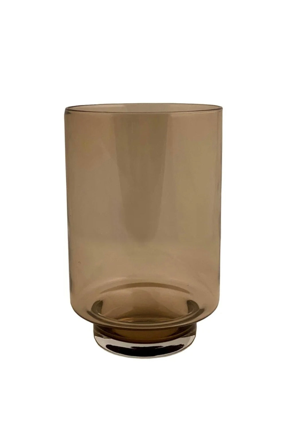 Rookglas Cilinder Windlicht op Voet | Taupe | Ø14 x H21 cm