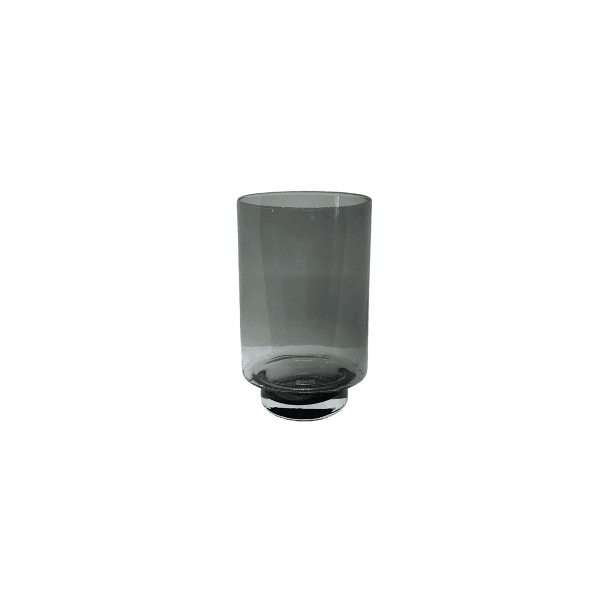 Rookglas Cilinder Windlicht op Voet | Smokey Grey / Black | Ø14 x H21cm