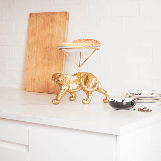 Gouden Tijger Bordenhouder Etagère | Housevitamin | 20x30x27cm