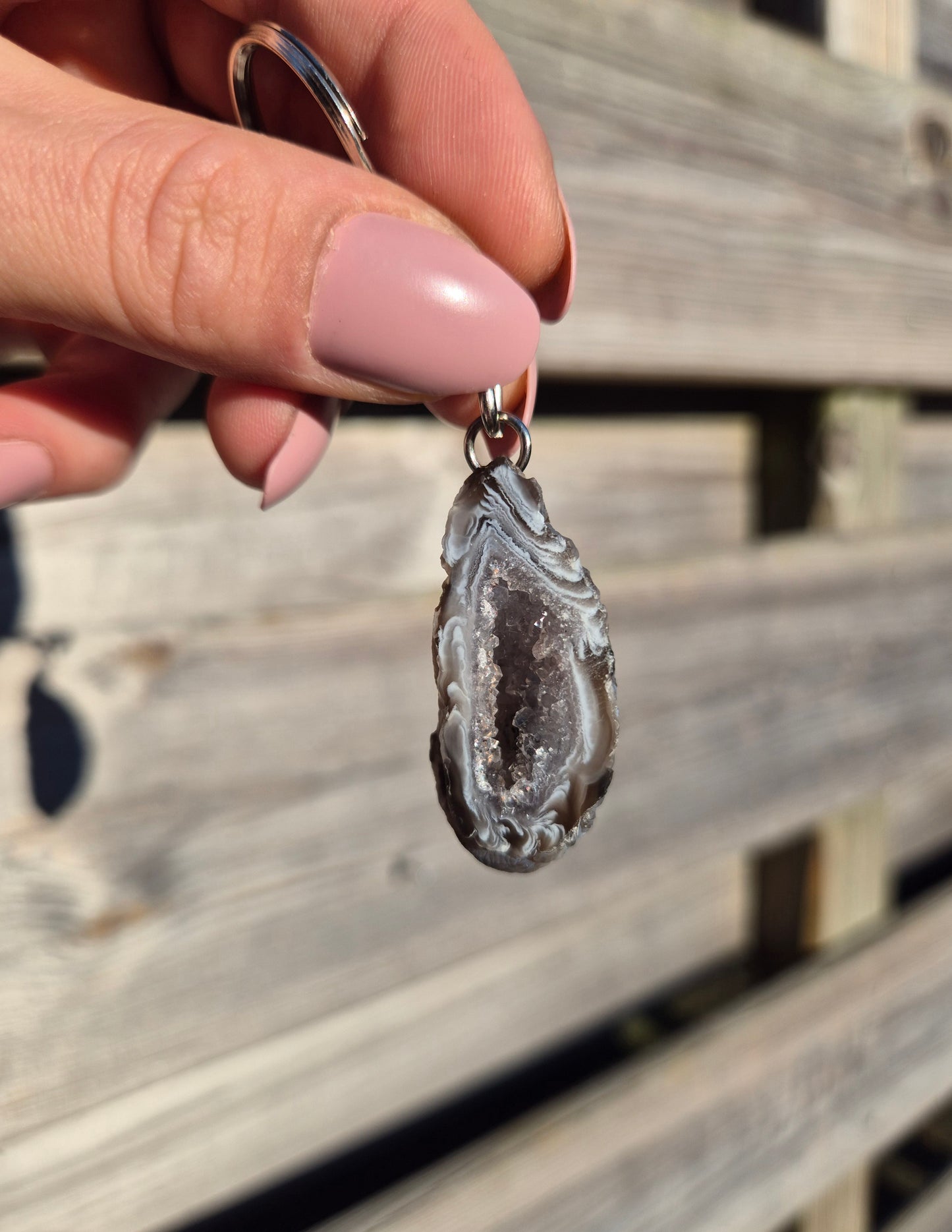 Agaat Geode Sleutelhanger