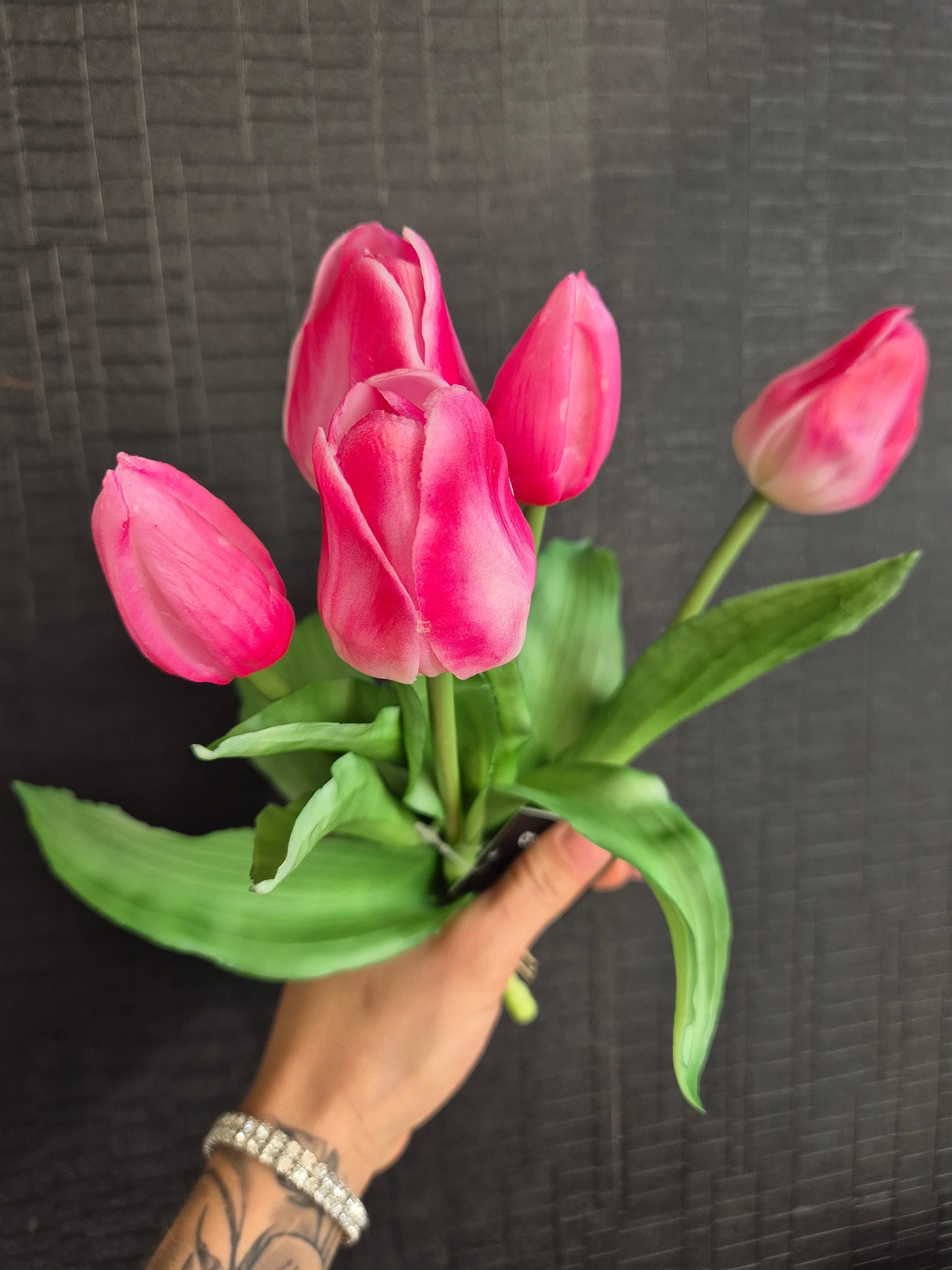 Zijden Tulpen | Roze/Wit | 5 Bloemen