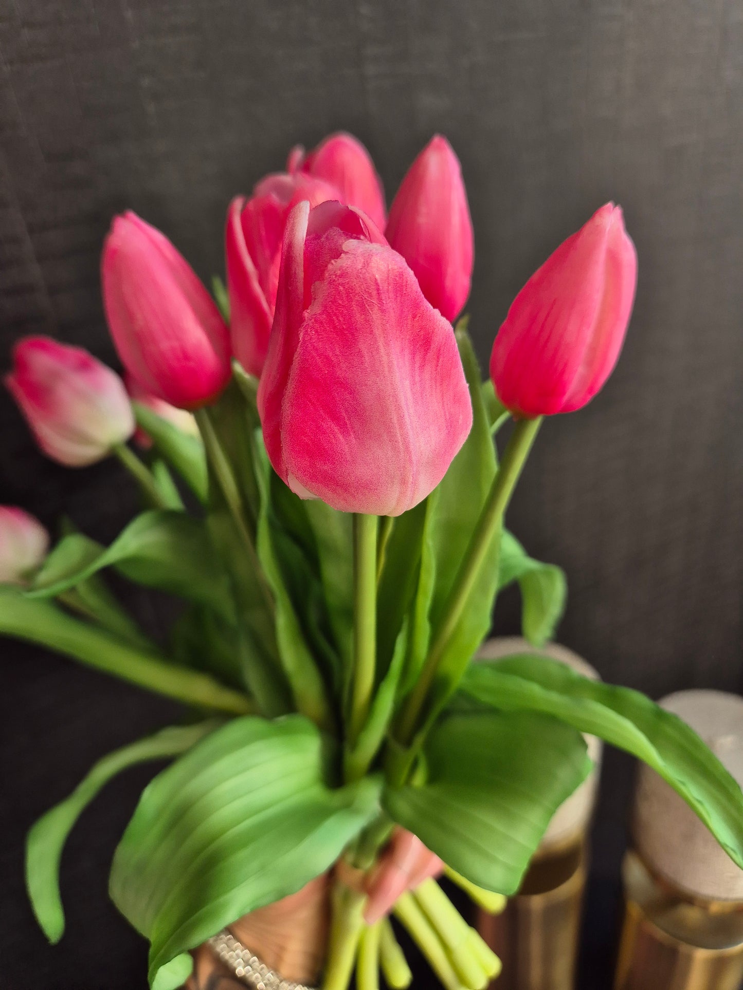 Zijden Tulpen | Roze/Wit | 5 Bloemen