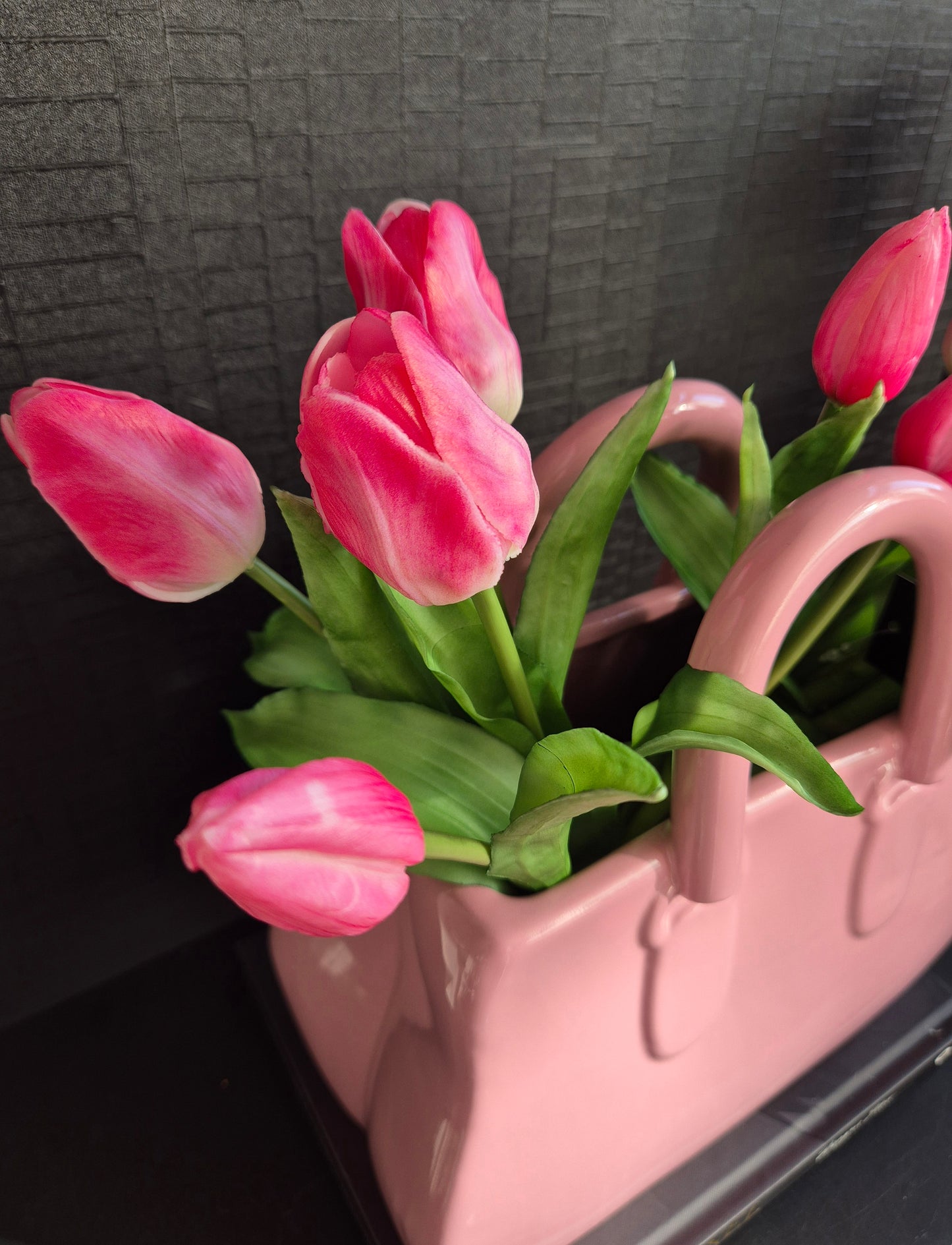 Zijden Tulpen | Roze/Wit | 5 Bloemen