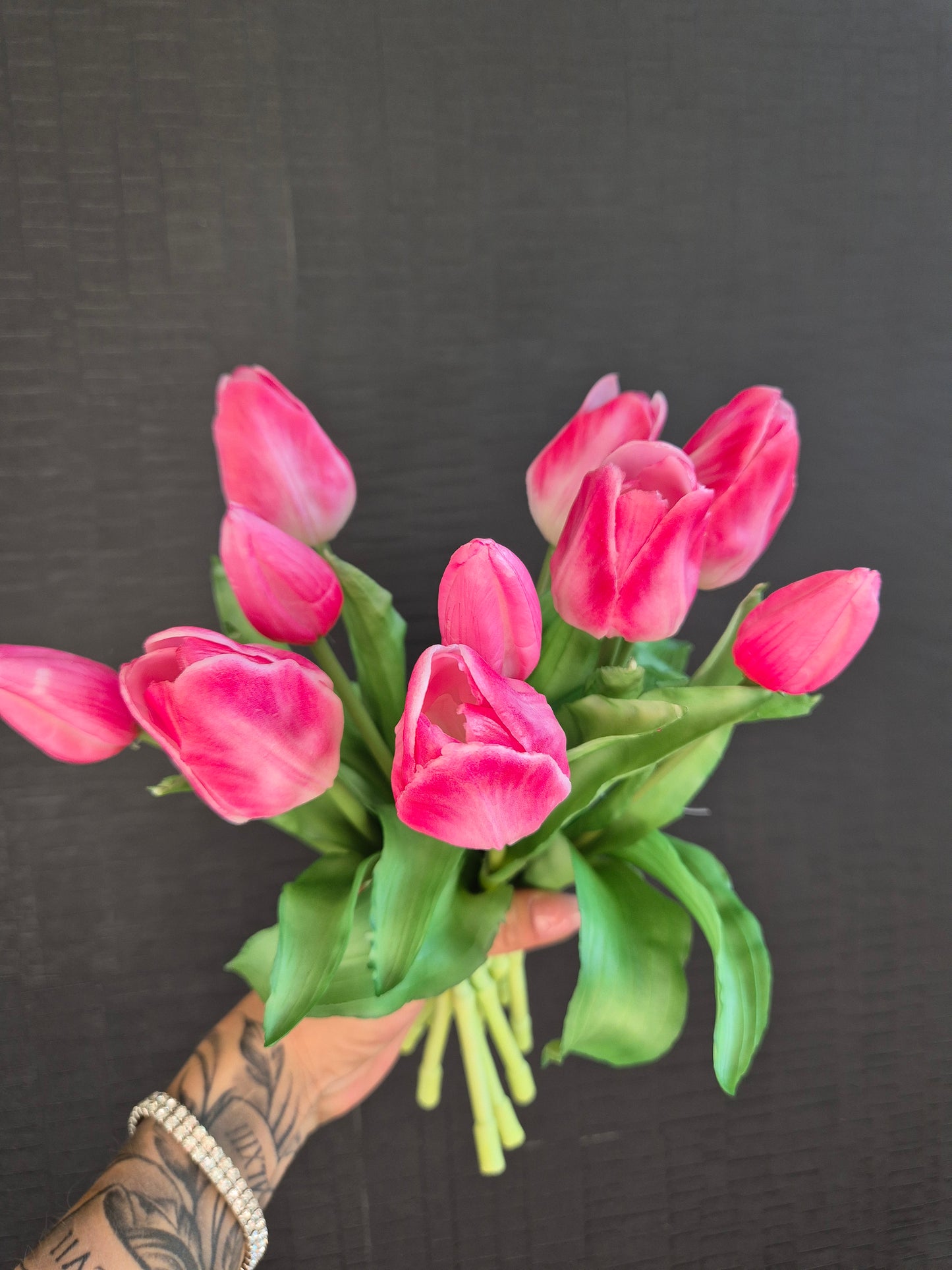 Zijden Tulpen | Roze/Wit | 5 Bloemen