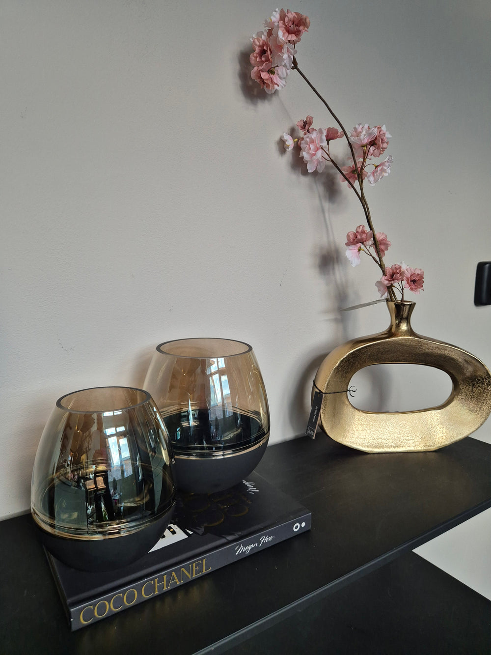 J-Line Windlicht/Vaas | Goud/Zwart