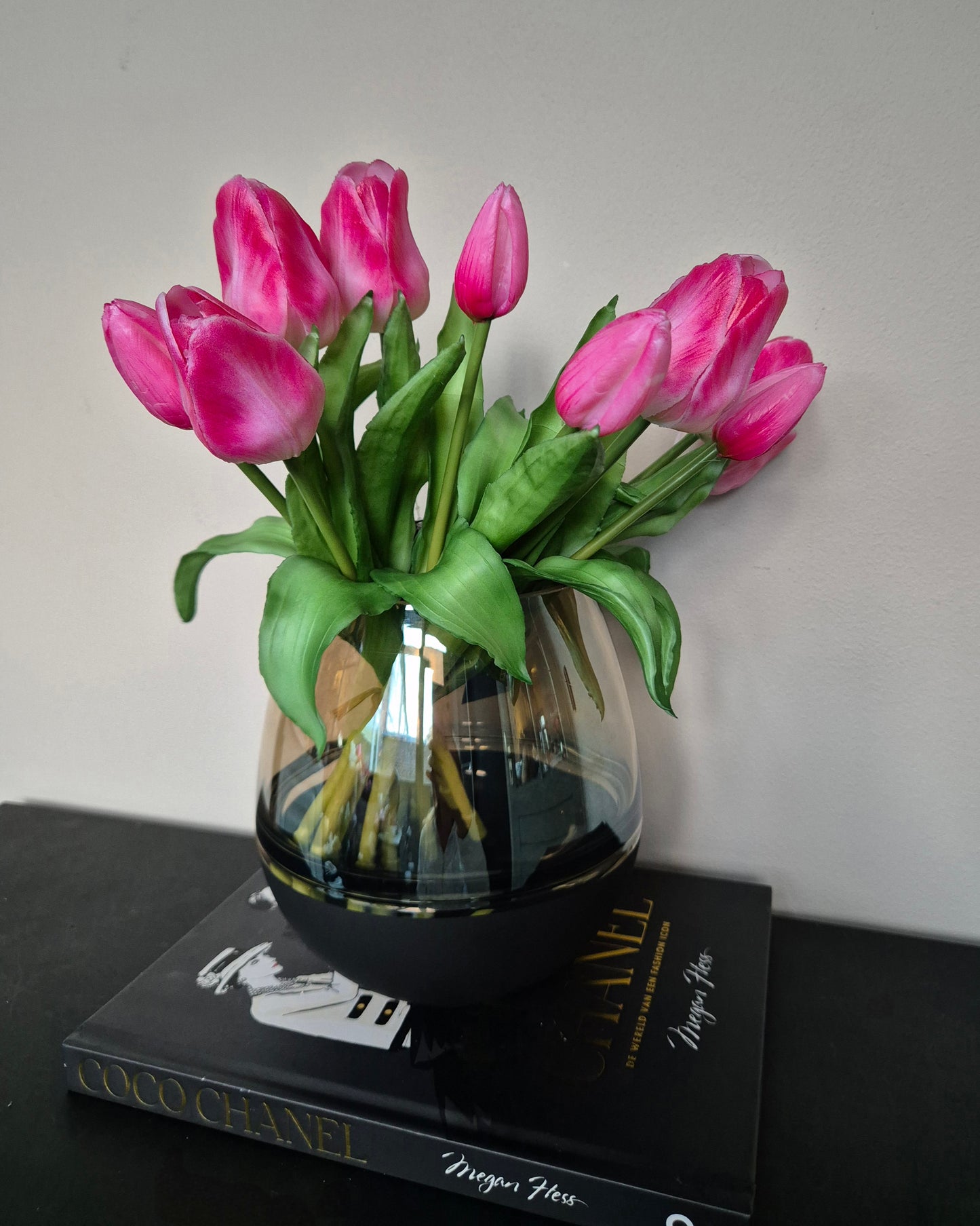 Zijden Tulpen | Roze/Wit | 5 Bloemen