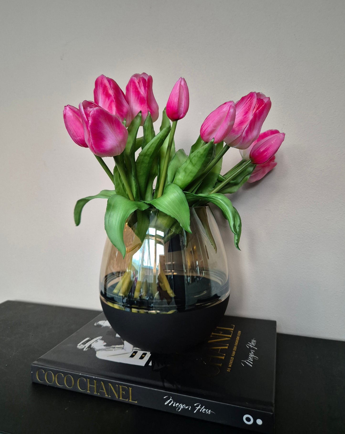 Zijden Tulpen | Roze/Wit | 5 Bloemen