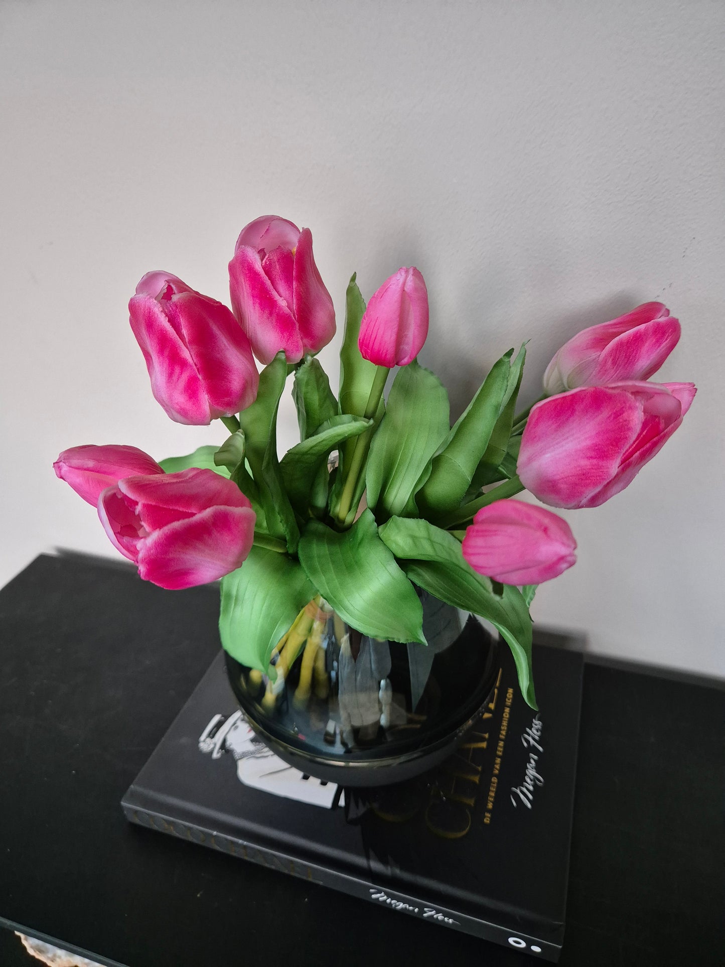 Zijden Tulpen | Roze/Wit | 5 Bloemen