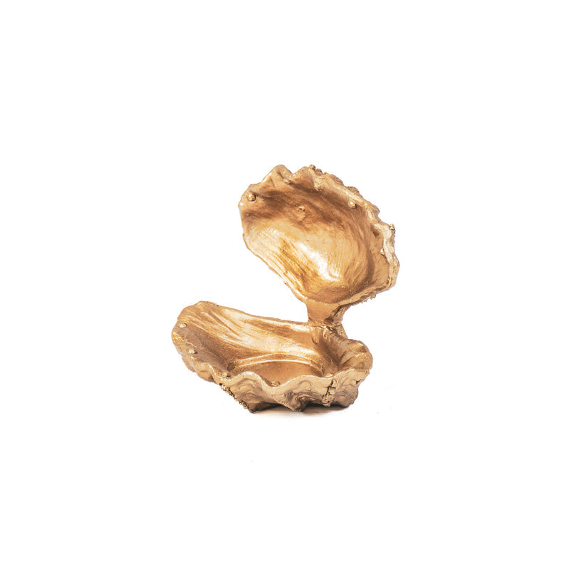 Ornament/waxinelichthouder | Schelp/Oester | Goud | 12.5x11.5x12cm