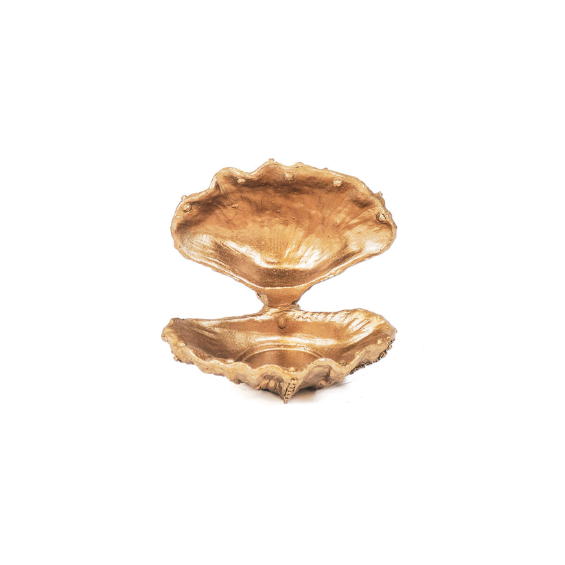 Ornament/waxinelichthouder | Schelp/Oester | Goud | 12.5x11.5x12cm