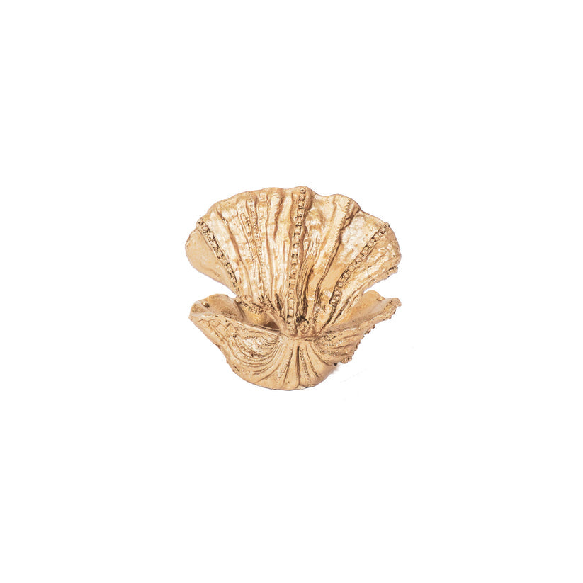 Ornament/waxinelichthouder | Schelp/Oester | Goud | 12.5x11.5x12cm