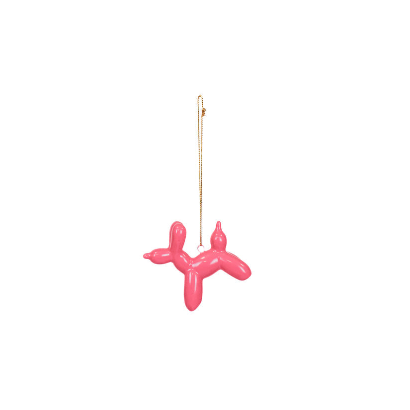 Ornament |  Ballon Hond Hanger |  Keramiek | Roze | 6,5x3x6cm