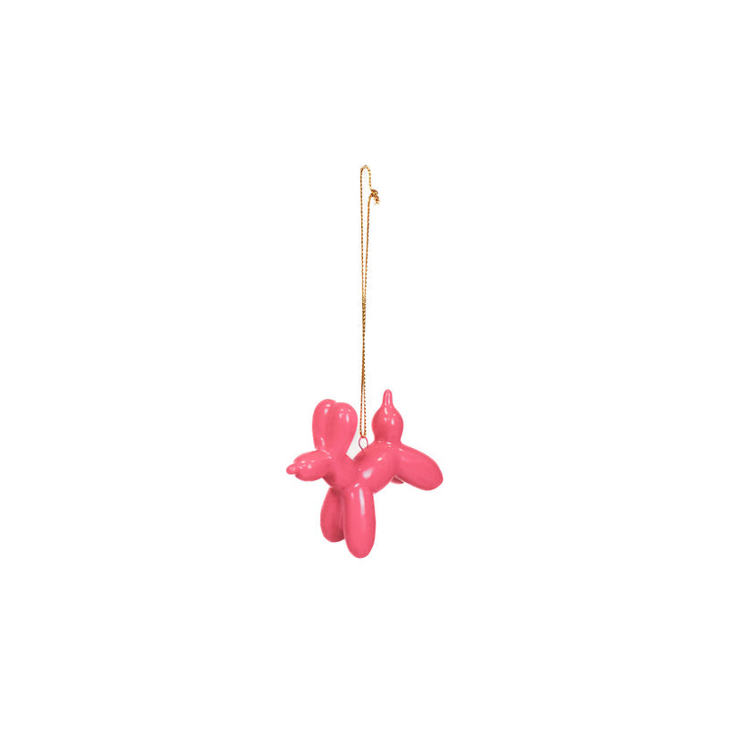 Ornament |  Ballon Hond Hanger |  Keramiek | Roze | 6,5x3x6cm