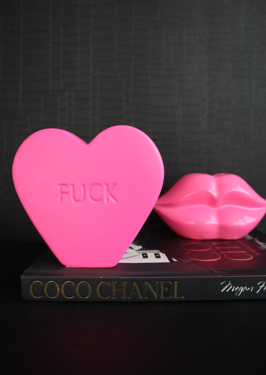 Ornament Snoephart Sierbeeld 'FUCK' | Keramiek | Neon Roze