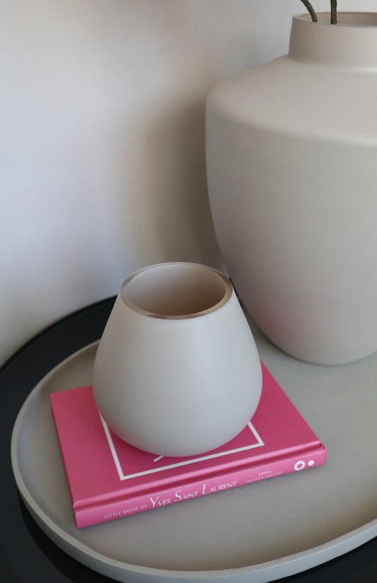 Tasman Windlicht XS Matte Ivory | Vase The World | Licht taupe | Ø12.5 × H11.5cm