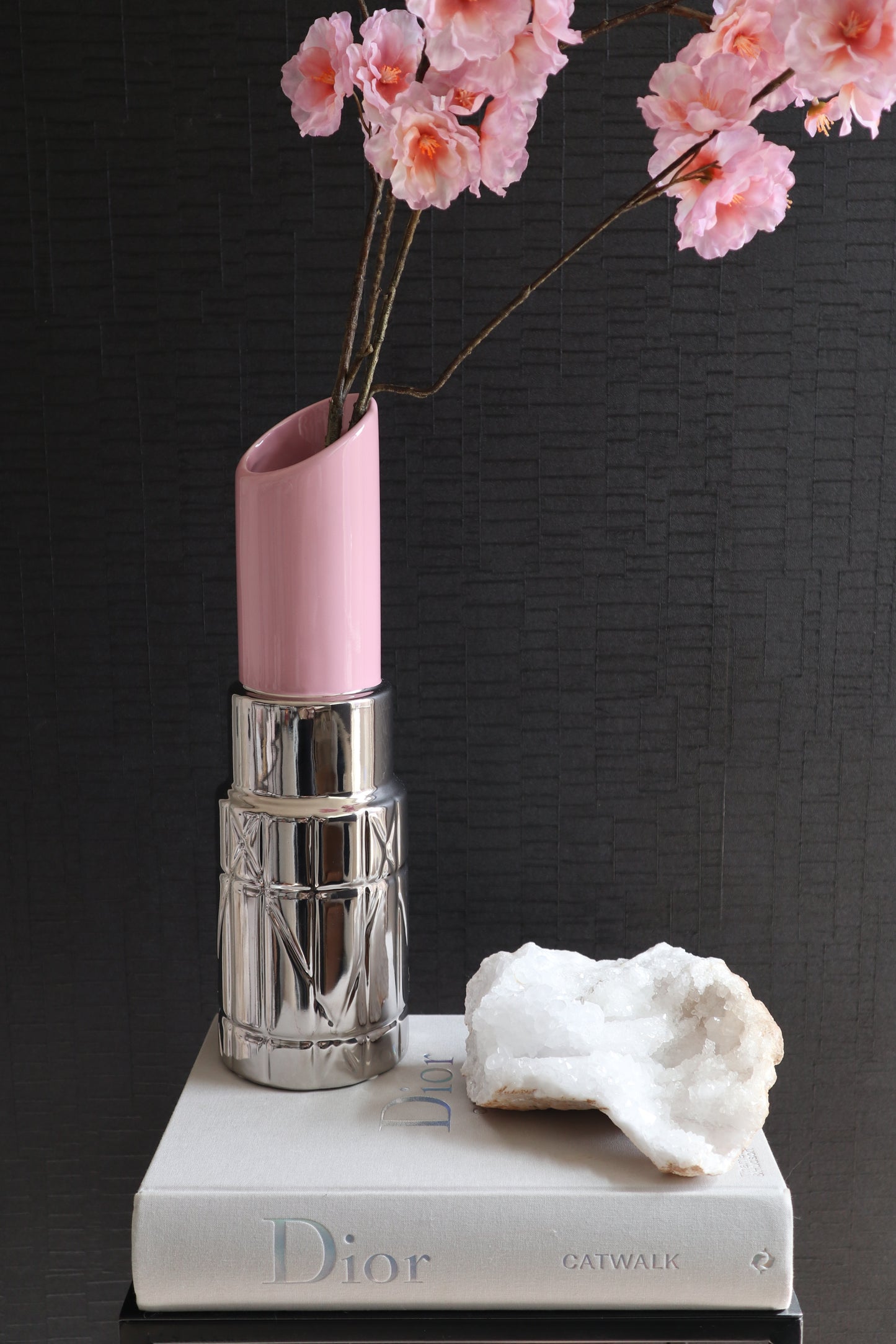 Lipstick Vaas | Roze Zilver