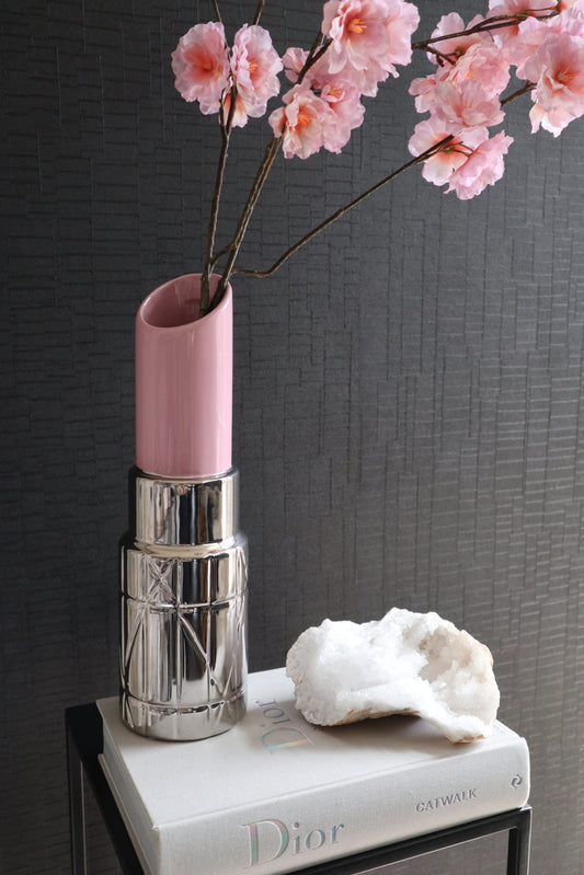 Lipstick Vaas | Roze Zilver