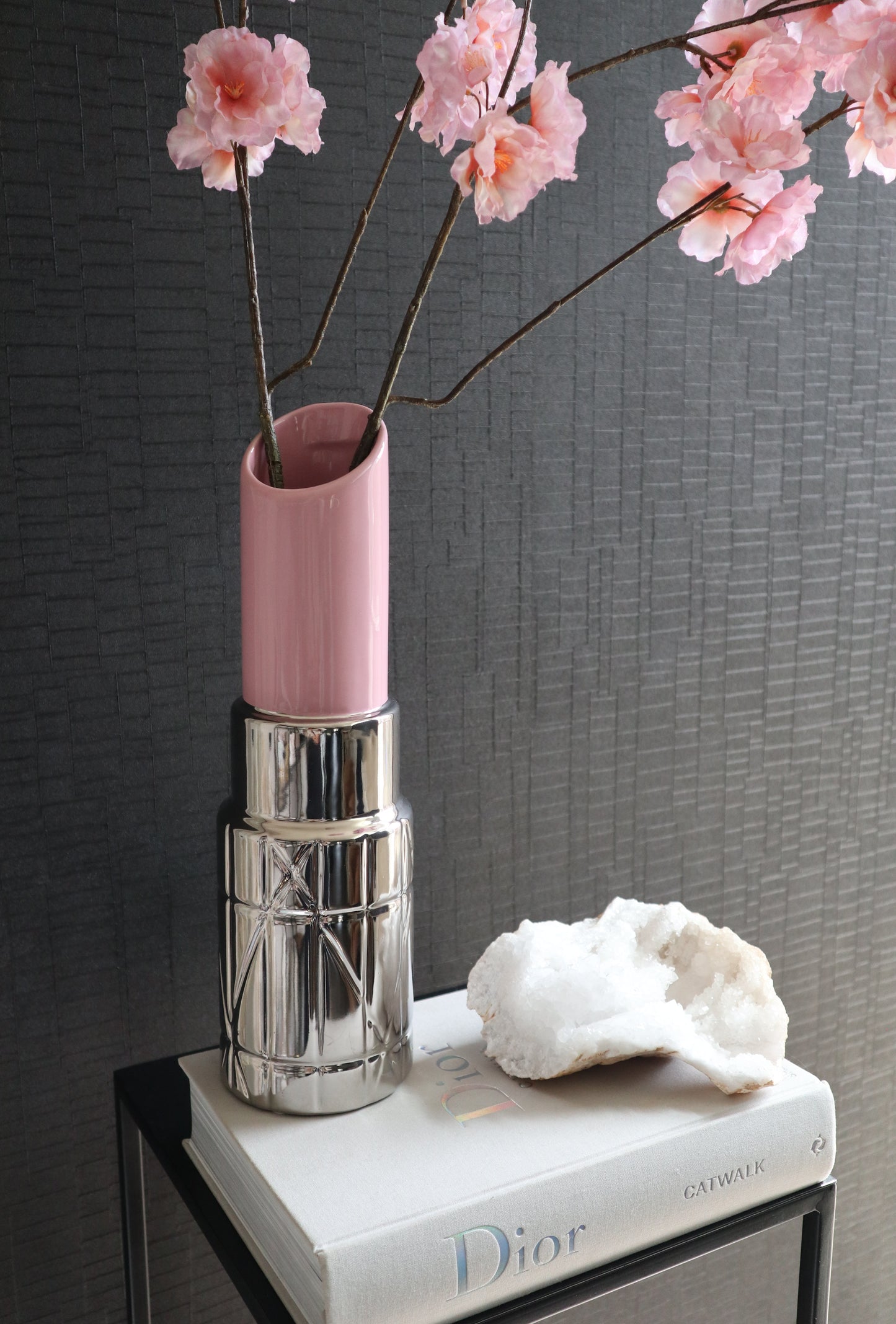 Lipstick Vaas | Roze Zilver