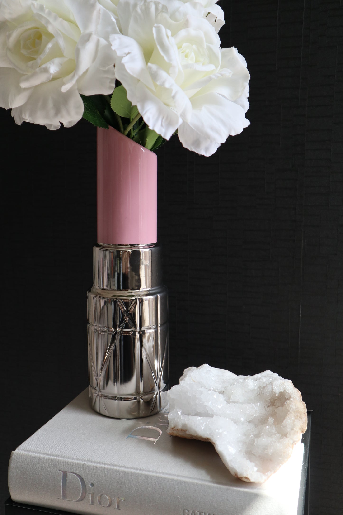 Lipstick Vaas | Roze Zilver